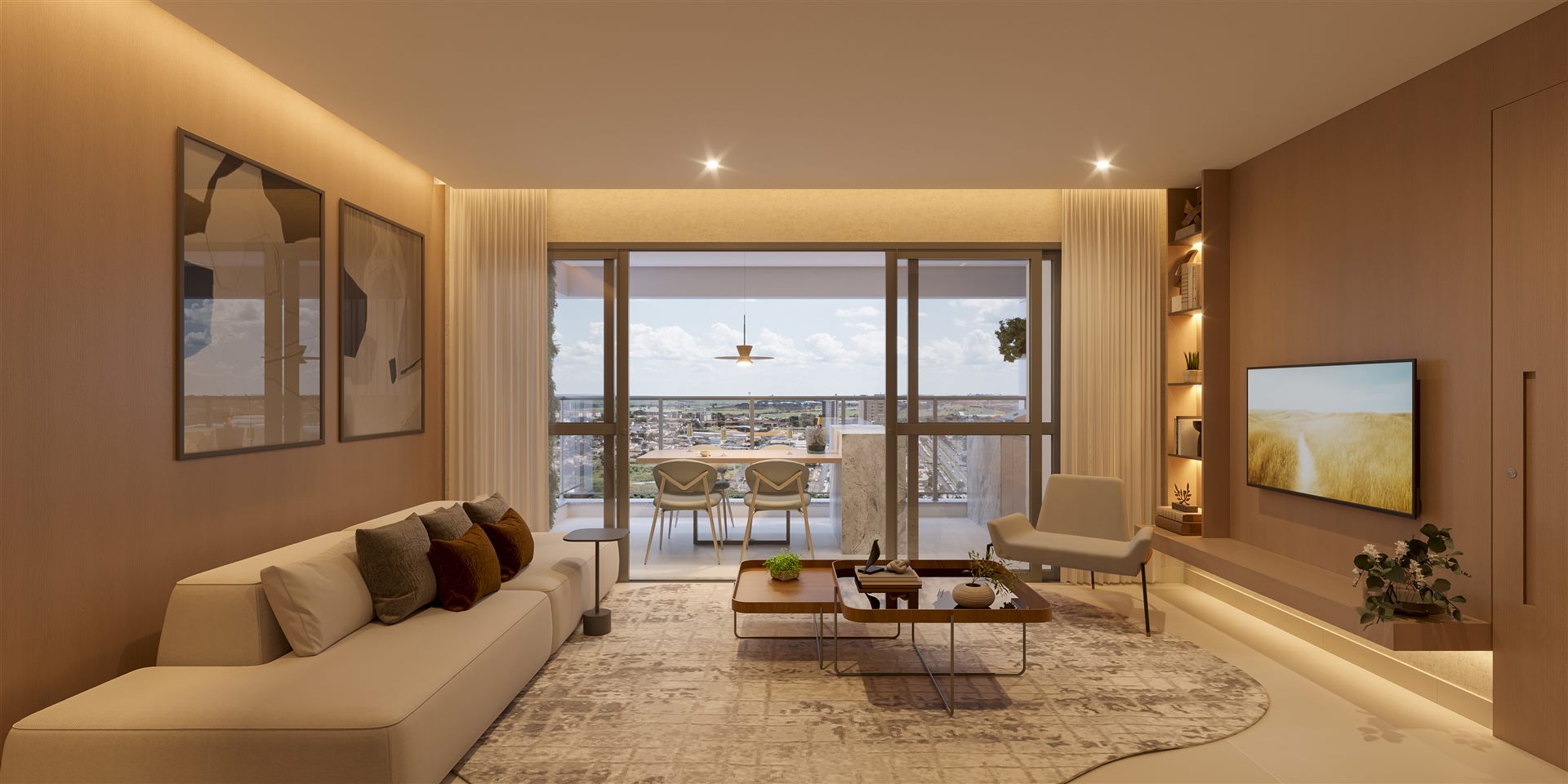 Living do Areté Home Indaiatuba tipo A