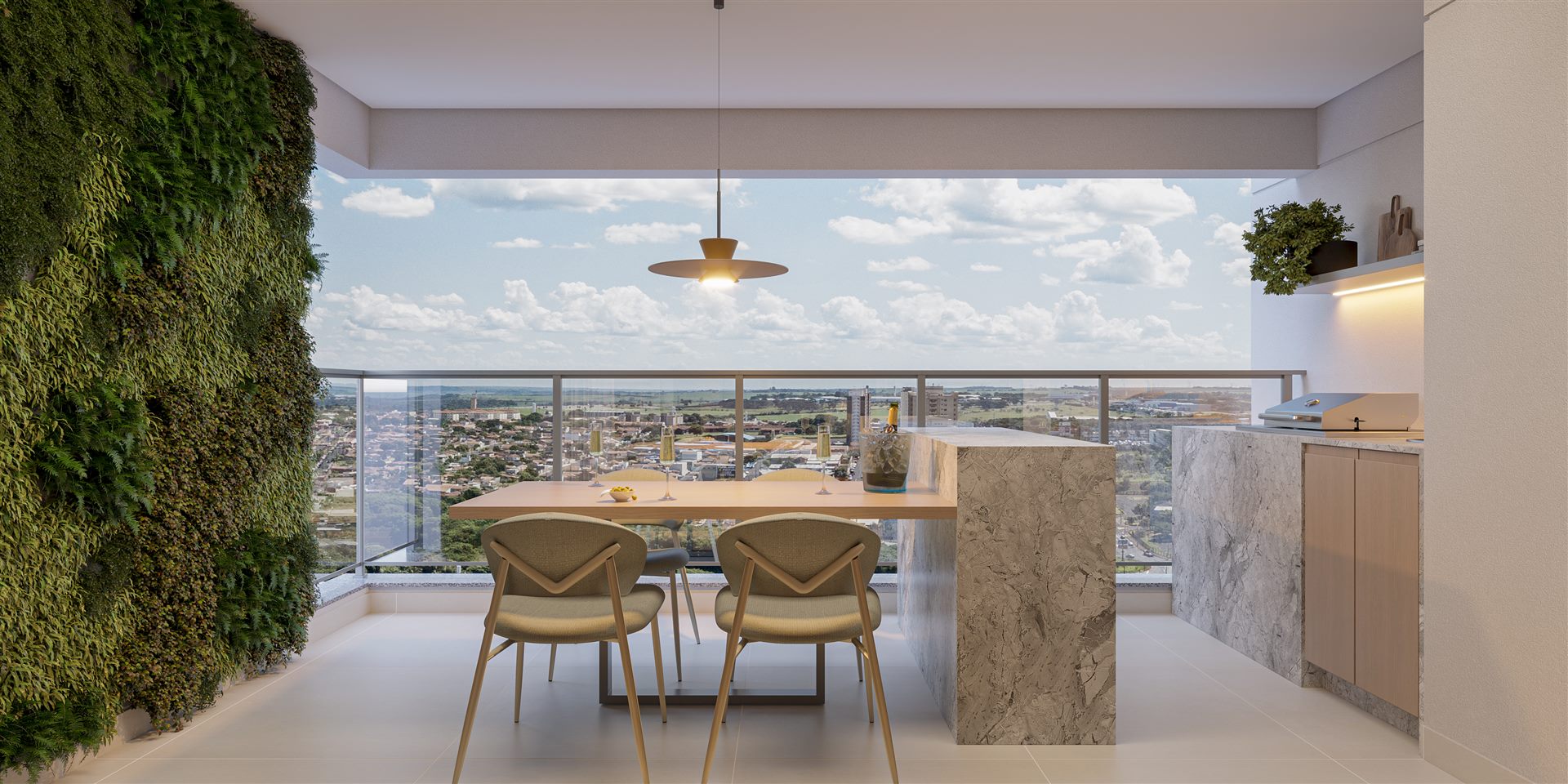 Varanda nivelada ao living Areté Home