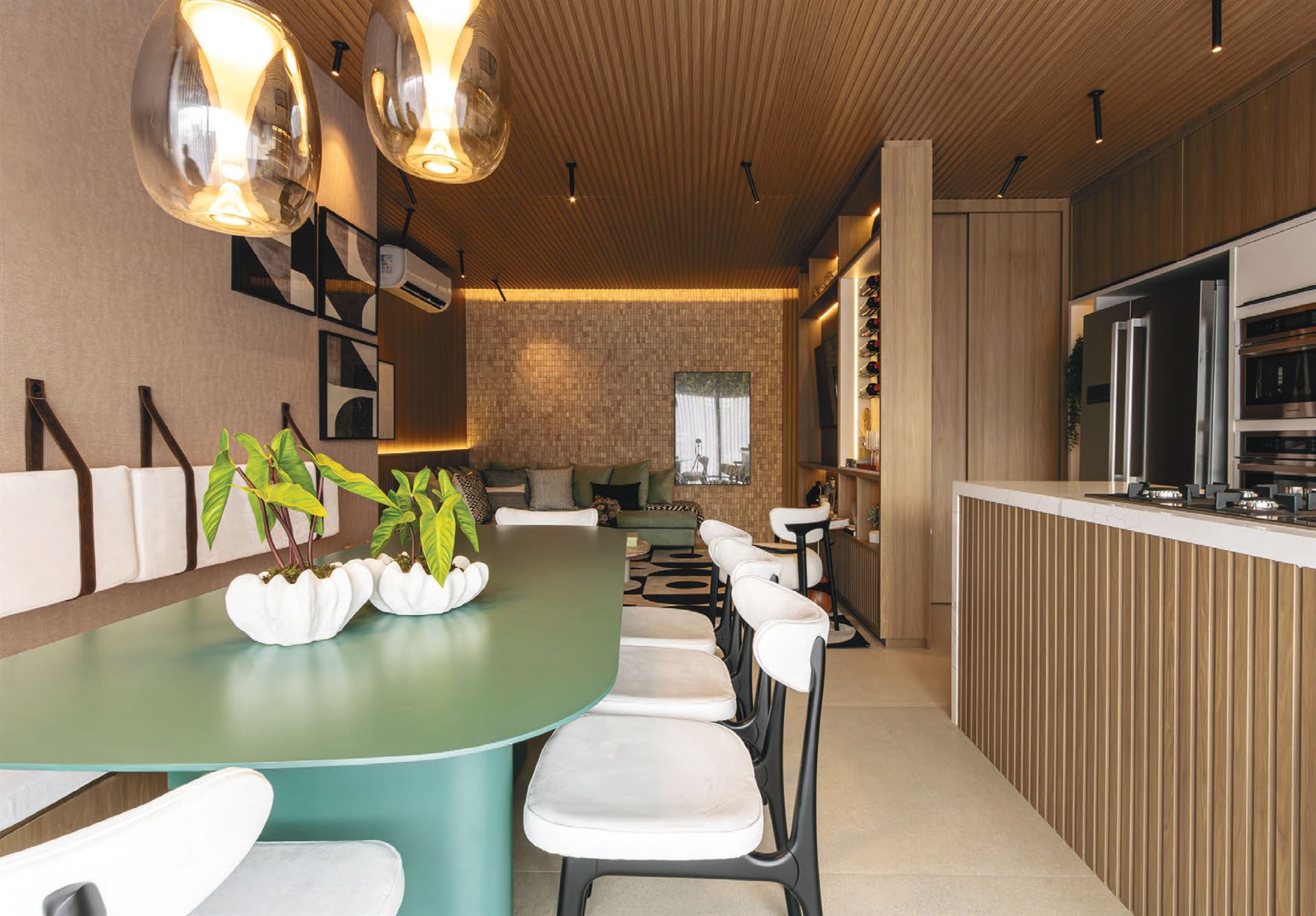 Living e cozinha decorados Aurora Indaiatuba