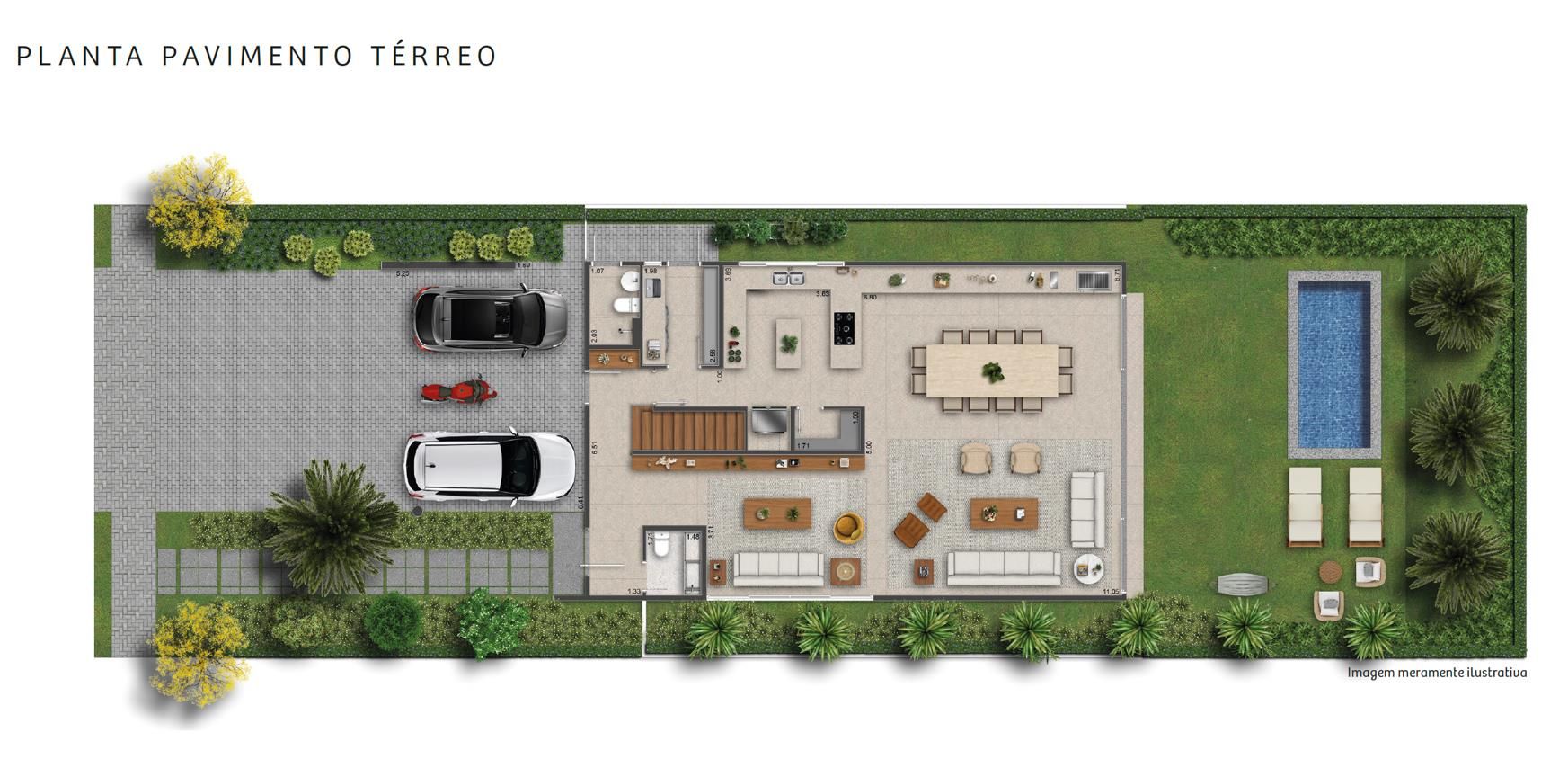 Planta ilustrativa do pavimento térreo da Casa Amazônia