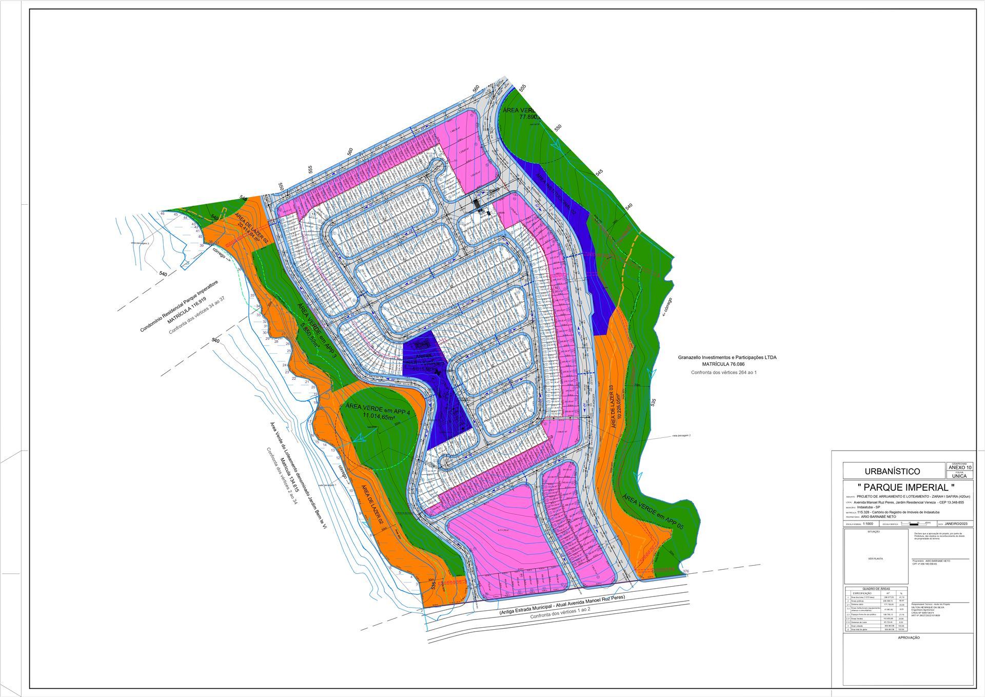 Mapa urbanístico do Parque Zarah