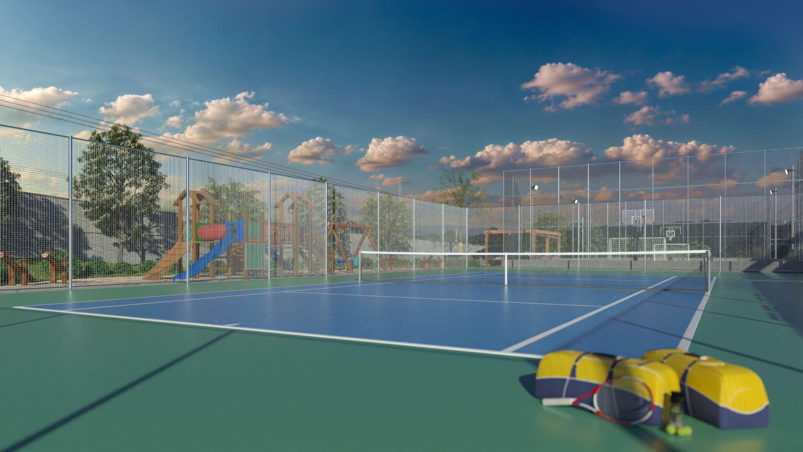 Residencial Ravello quadra de tênis e playground