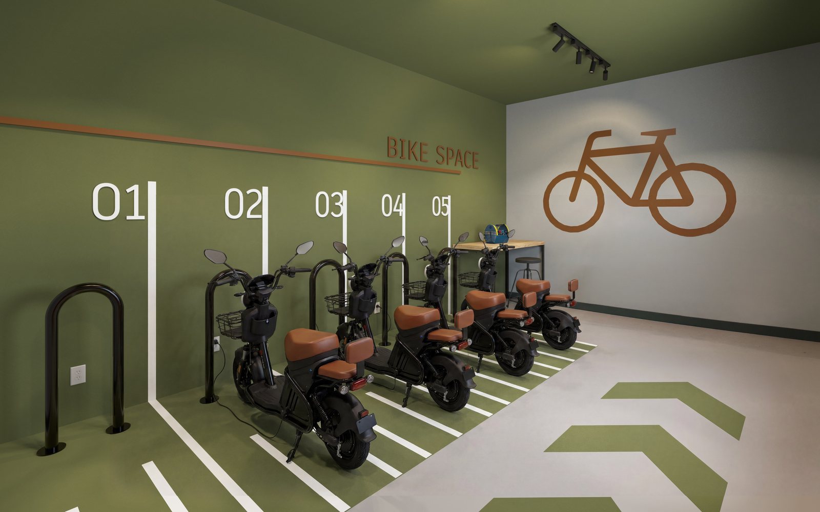 Bicicletário com bikes elétricas compartilhadas do Viva Parque Aura (imagem ilustrativa)