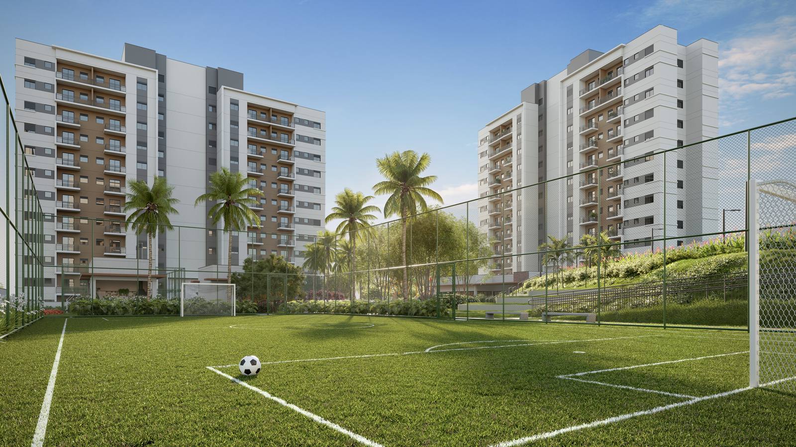 Campo de futebol gramado do Viva Parque Aura (imagem ilustrativa)