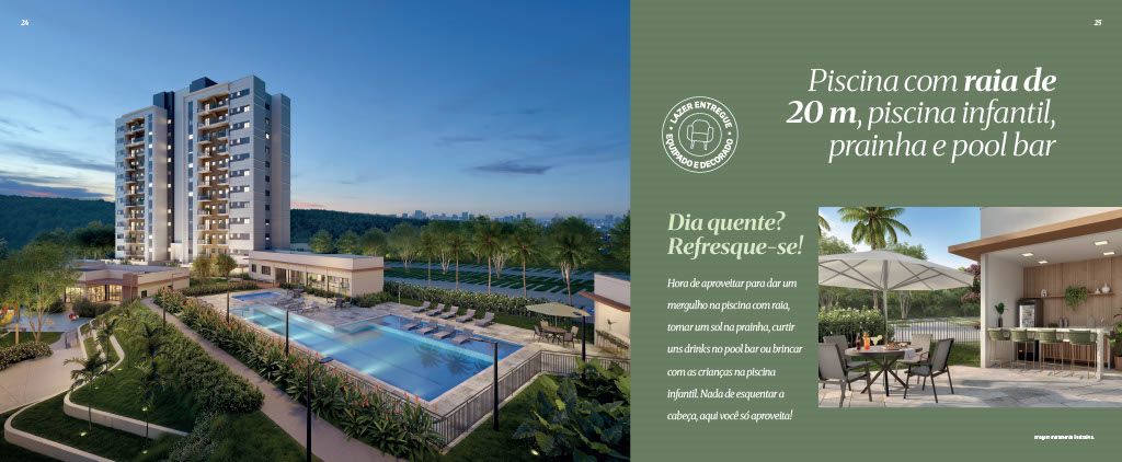 Piscina com raia de 20m Viva Parque Aura Indaiatuba
