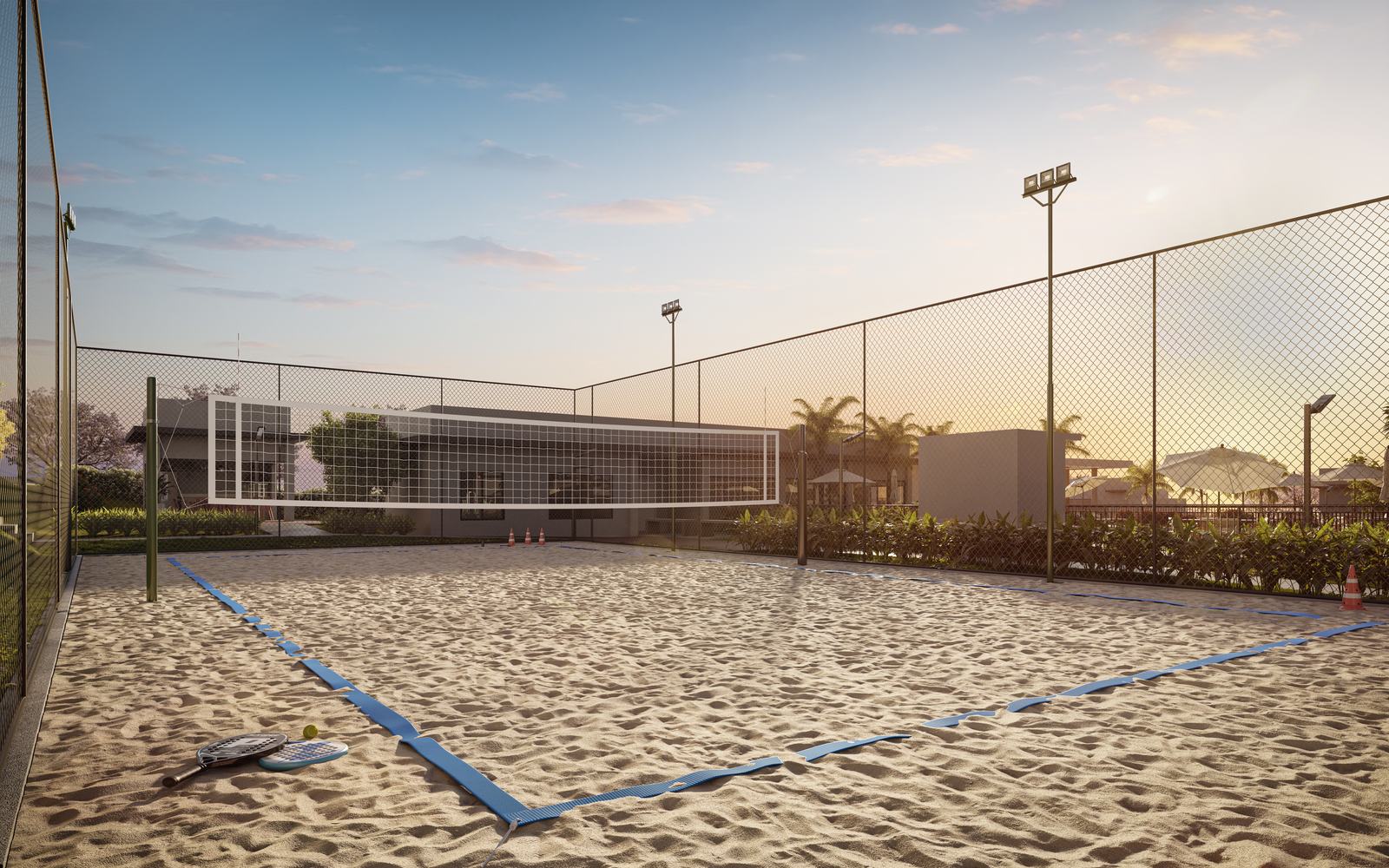 Quadra de beach tennis do Viva Parque Sense