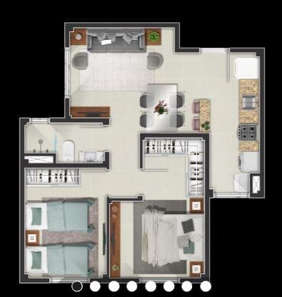 Planta do apartamento 0004, Torre 5, 50,52 m²